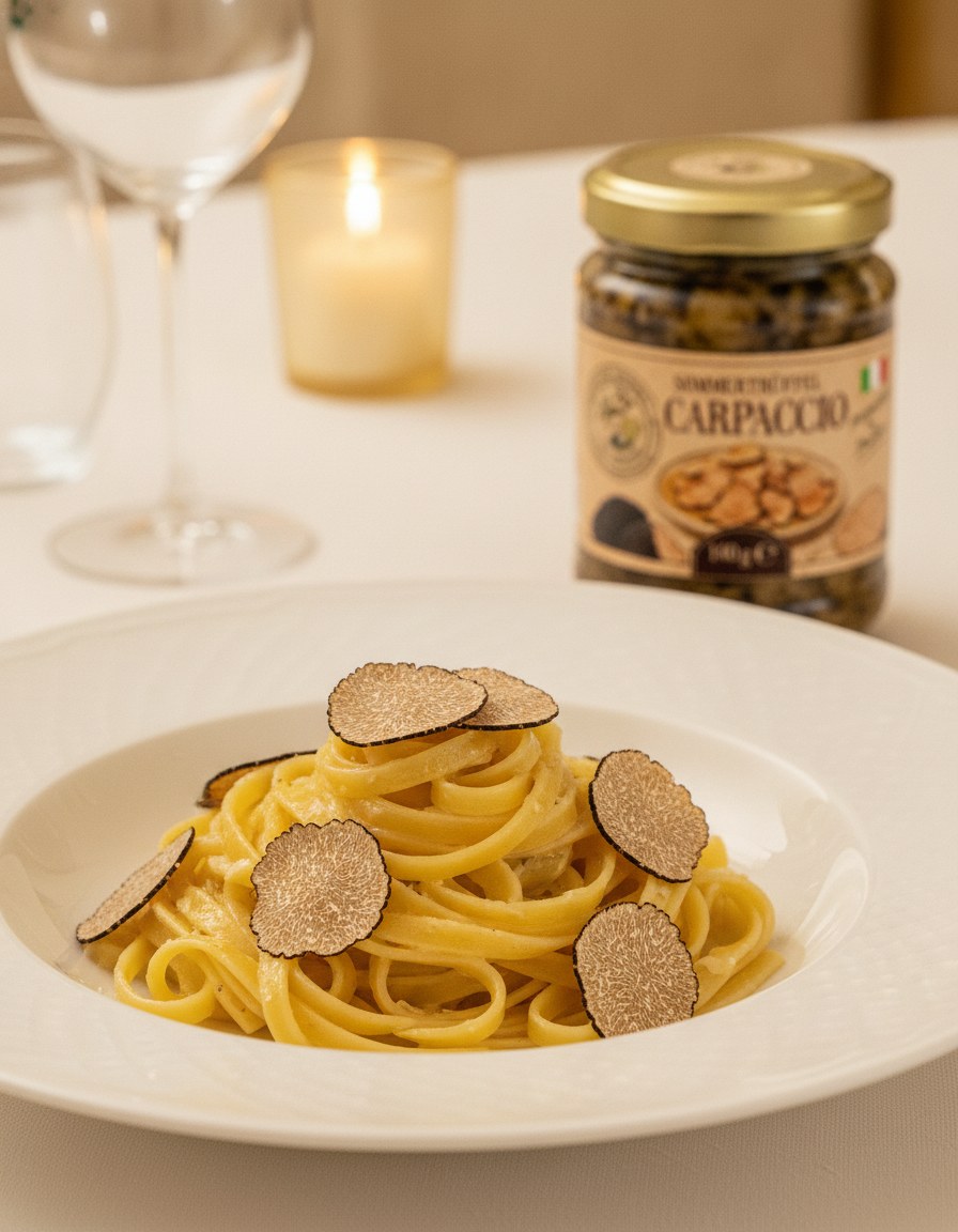 Carpaccio din trufe de vară 140 g Luck Pilze servit la masă