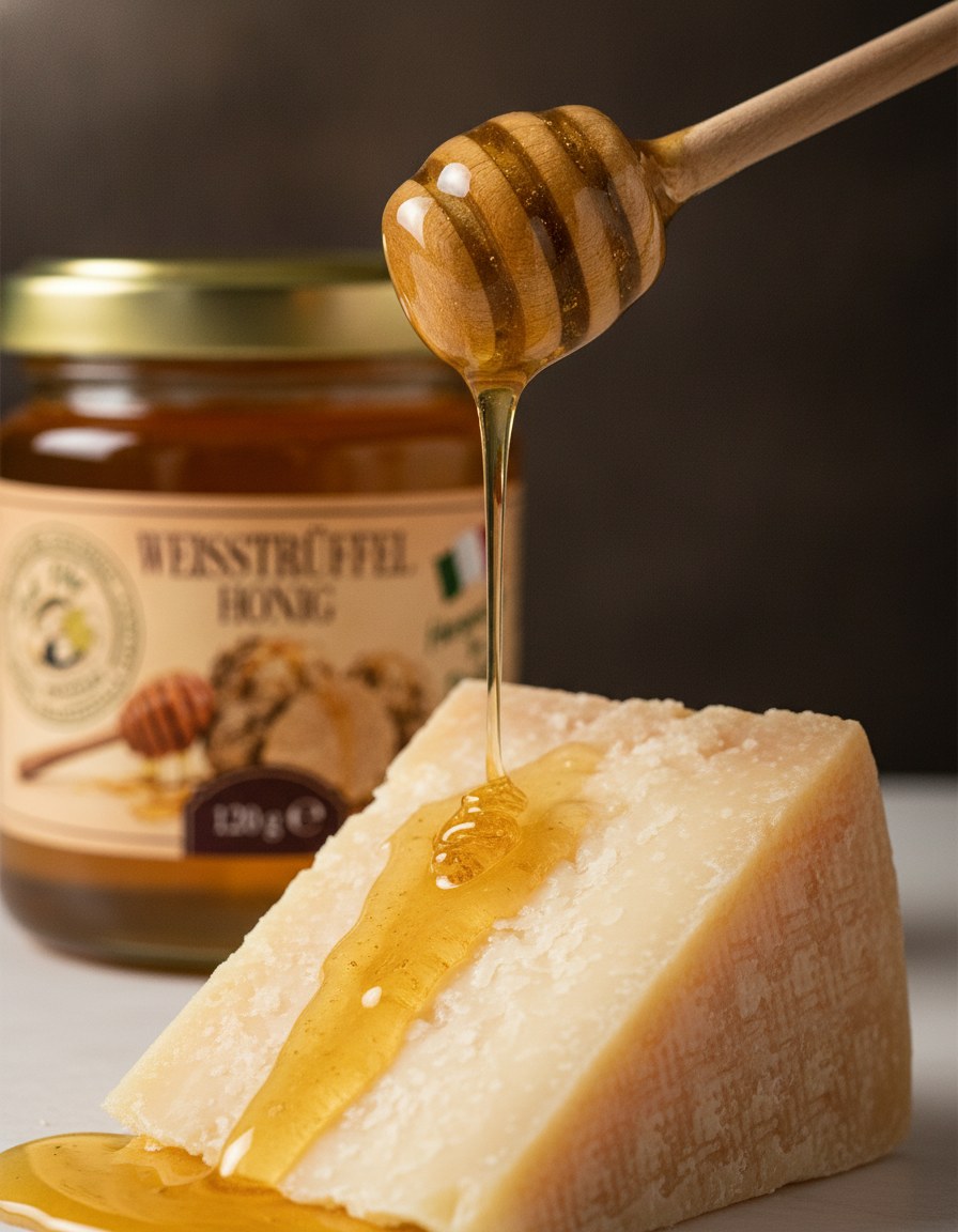 Acacia honey with white truffle 120 g Luck Pilze close-up