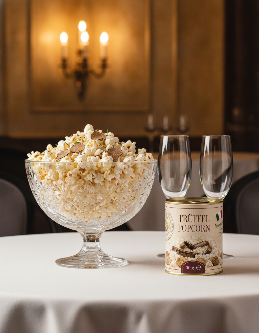 Truffle popcorn 30 g Luck Pilze served at the table