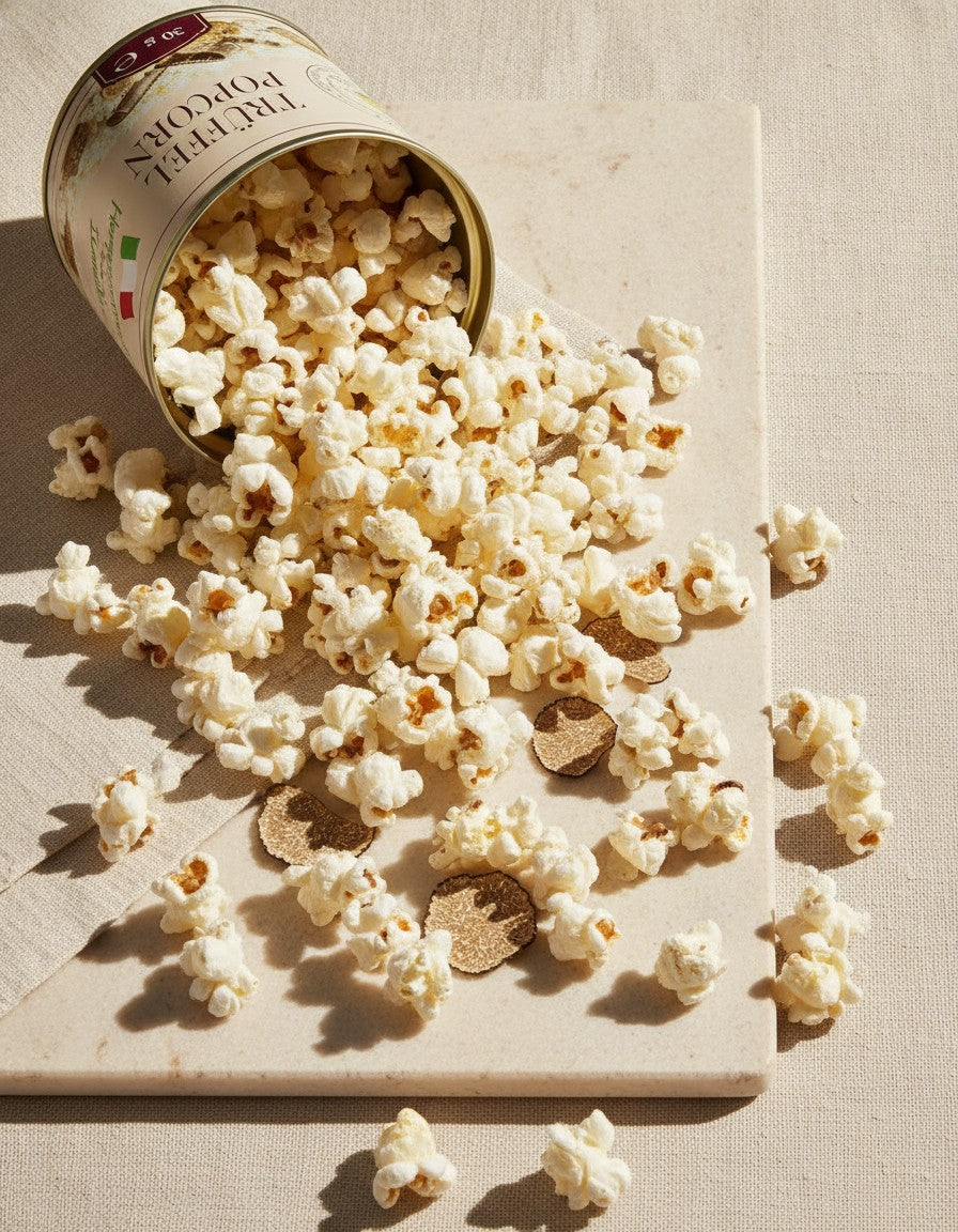 Truffle popcorn 30 g Luck Pilze, close-up of the opened product