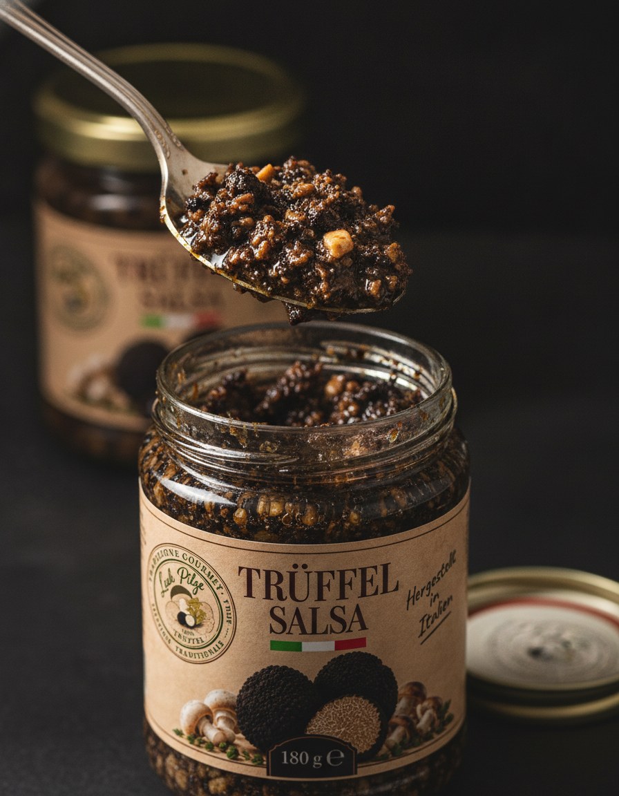 Truffle salsa 180 g Luck Pilze close-up